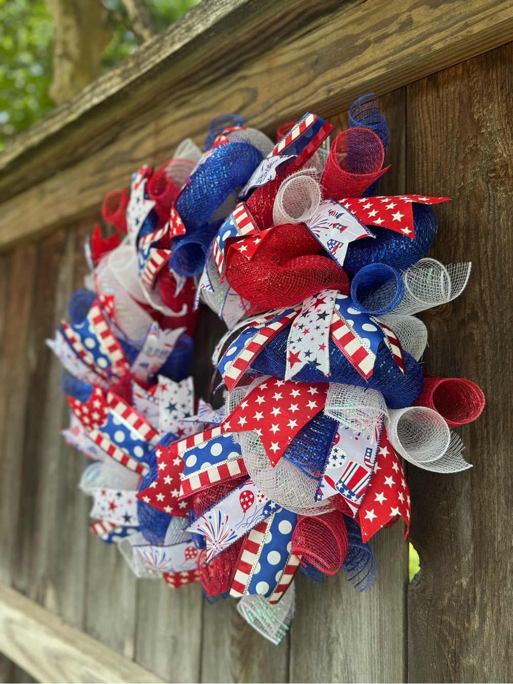 Patriotic Red, White & Blue Holiday Wreath - Home Holiday - Picture 6 of 6